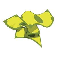 Stack of green banknotes flying through the air vector
