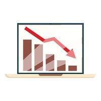 Laptop showing graph going down representing financial crisis vector
