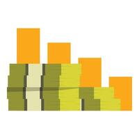 Simple graph showing decreasing stacks of money, representing financial loss vector