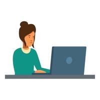 Office worker using laptop at desk working from home vector
