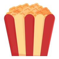 Full popcorn bucket overflowing with tasty buttery popcorn for snacking vector