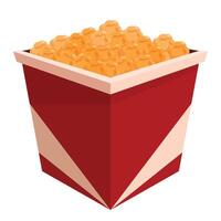 Red and white cardboard box overflowing with delicious popcorn vector