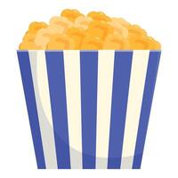 Overflowing popcorn bucket filling a striped container vector