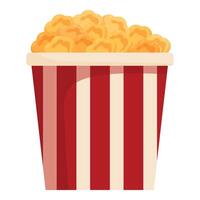 Full striped bucket overflowing with popcorn vector