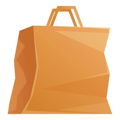 Crumpled empty paper bag standing upright