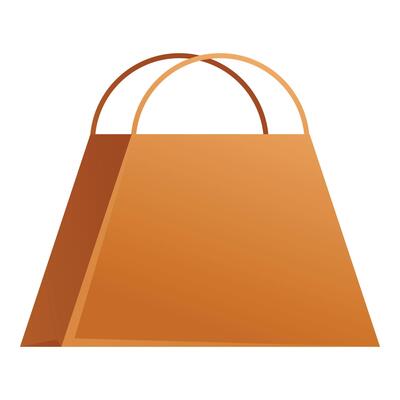 Brown paper shopping bag standing up with handles