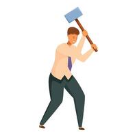 Businessman holding sledgehammer, representing destruction and anger vector