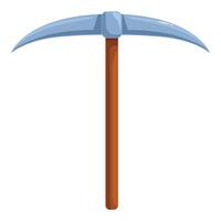 Cartoon style pickaxe mining tool with wooden handle for extracting ore vector