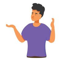 Young man sweating and gesturing with hands feeling anxious and insecure vector