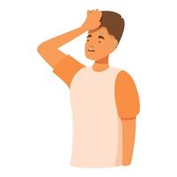 Man is feeling hot and wiping sweat from his forehead vector