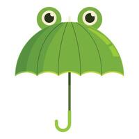 Green umbrella resembling a smiling frog for rainy days vector