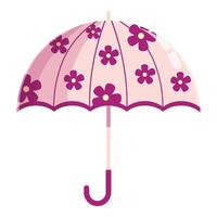 Pink umbrella with flowers pattern protecting from rain vector