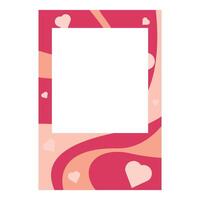 Romantic pink frame featuring hearts and abstract wavy pattern vector