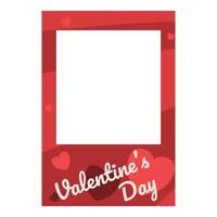 Red valentine's day photo frame with hearts surrounding empty space vector