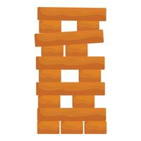 Wooden block tower standing on white background vector
