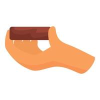 Hand is holding out a chocolate bar, offering it to someone else vector