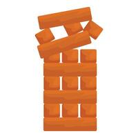 Wooden blocks tower falling down on white background vector