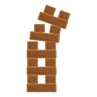 Wooden blocks tower game falling down on white background vector