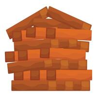 Stack of wooden planks forming a house shape vector