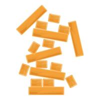 Wooden block tower game falling down isolated vector
