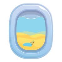 Airplane window showing oasis in the desert during flight vector