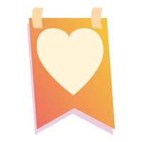 Orange banner with heart shape hanging on white background vector