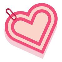 Pink heart shape with paperclip representing love and attachment vector