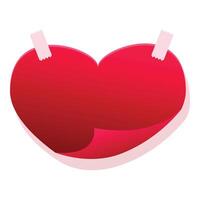 Red paper heart being held up by tape vector