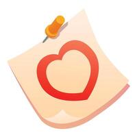 Red heart drawing pinned on paper note representing love vector