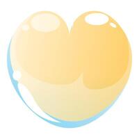 Shiny yellow heart shaped bubble floating on white background vector