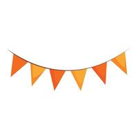 String of triangular orange flags hanging on a rope vector