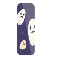 Three white cartoon ghosts floating on dark blue background with stars vector