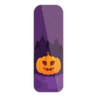 Halloween vertical banner with jack o lantern smiling in a spooky forest vector