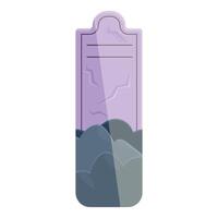 Old blank gravestone standing on the ground with cracks on surface vector