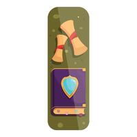 Old magic book cover with scrolls banner design vector