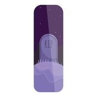 Graveyard vertical banner with tombstone under night sky vector