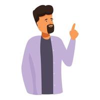 Young man pointing up having an idea vector