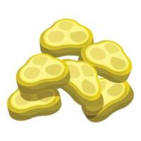 Pile of pickled cucumber slices isolated on white background vector