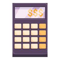 Calculator showing money icon on display for finance and accounting vector