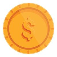 Golden coin showing dollar sign representing wealth and success vector