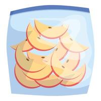 Plastic bag full of apple slices for healthy snacking vector