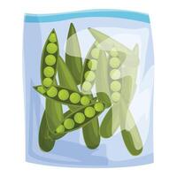 Frozen green peas packed for sale in transparent plastic bag vector