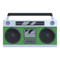 Green boombox playing music with radio tuner and cassette player vector