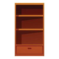 Empty wooden bookcase with drawer standing isolated vector