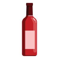 Red wine bottle with blank label standing upright on white background vector