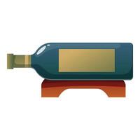 Wine bottle resting on wooden stand display vector