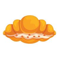 Delicious croissant filled with cream cheese and strawberries vector