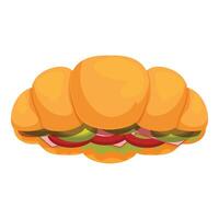 Delicious croissant sandwich filled with ham and vegetables vector