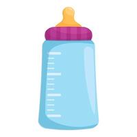 Blue baby bottle standing up with measurement lines vector