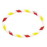 Plastic hula hoop with red and yellow stripes for playing and exercising vector